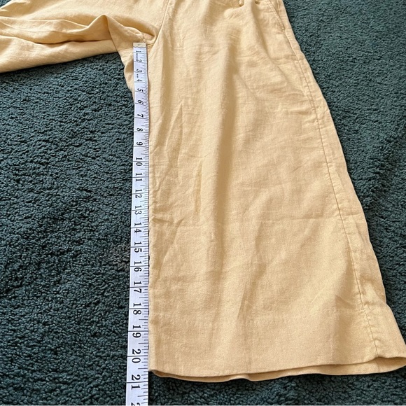 NWT Banana Republic Factory Yellow Wide Leg Crop Linen Blend Pants XS Petite - Picture 9 of 11